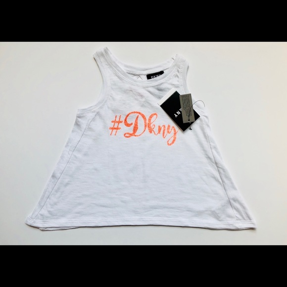 DKNY Girls White Cotton Tank Top-Size 5/ NWT - Picture 3 of 4